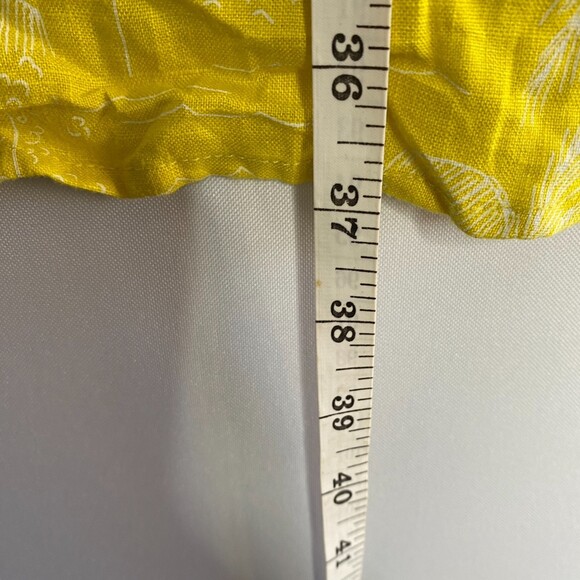 C&C California Yellow 100%Linen Sundress Palm Tree Beach Print Hi-Lo Size XS - Picture 12 of 13